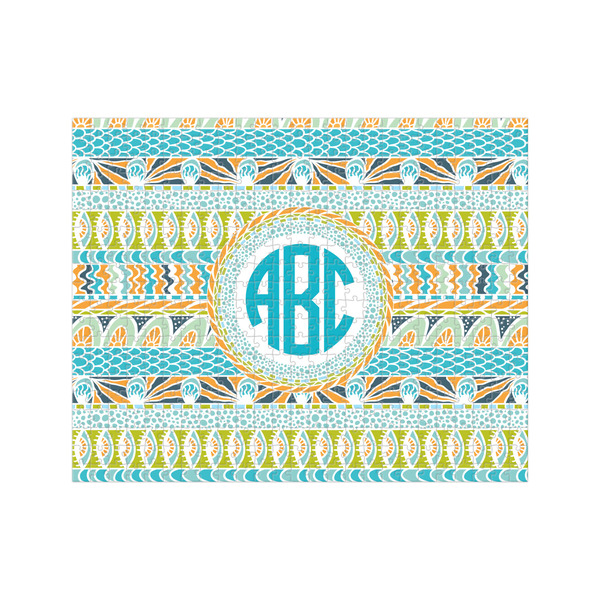 Custom Abstract Teal Stripes 500 pc Jigsaw Puzzle (Personalized)