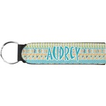 Abstract Teal Stripes Neoprene Keychain Fob (Personalized)