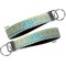 Abstract Teal Stripes Key-chain - Metal and Nylon - Front and Back