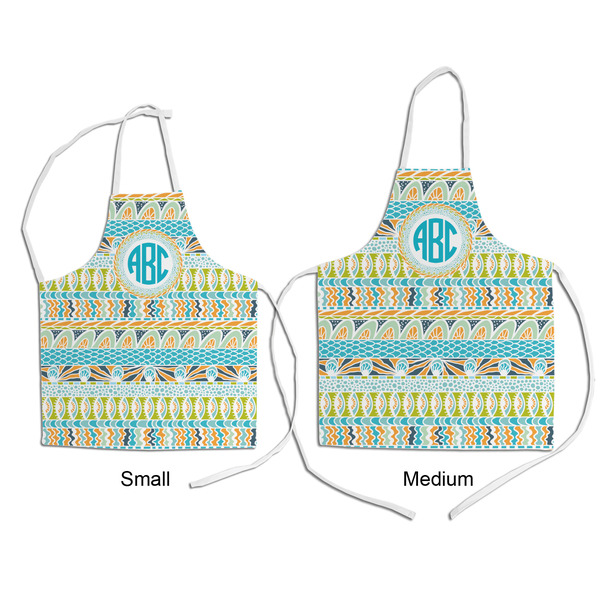 Abstract Teal Stripes Kid's Aprons - Comparison