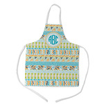 Abstract Teal Stripes Kid's Apron w/ Monogram