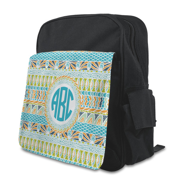 Custom Abstract Teal Stripes Preschool Backpack (Personalized)