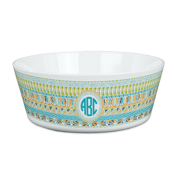 Custom Abstract Teal Stripes Kid's Bowl (Personalized)