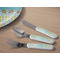 Abstract Teal Stripes Kids Flatware w/ Plate