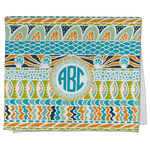 Abstract Teal Stripes Kitchen Towel - Poly Cotton w/ Monograms