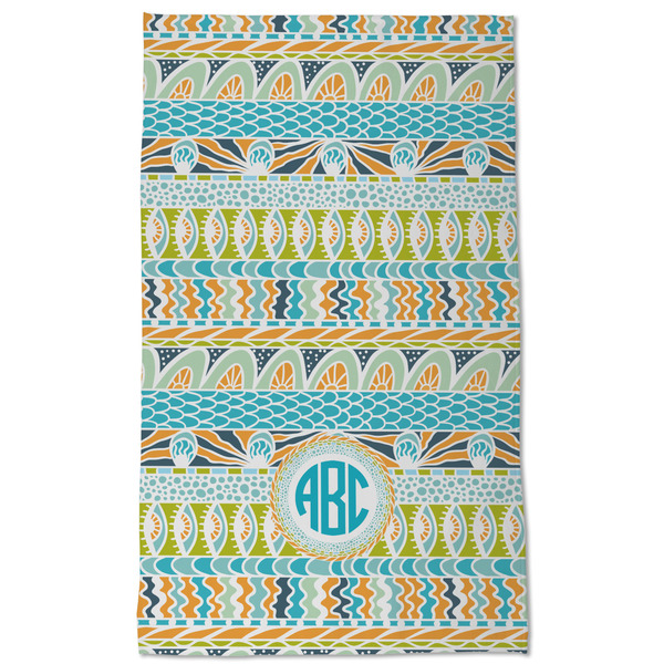 Abstract Teal Stripes Kitchen Towel - Poly Cotton - Full Front