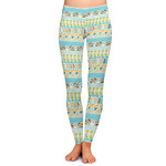 Abstract Teal Stripes Ladies Leggings - Extra Large