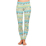 Abstract Teal Stripes Ladies Leggings - 2X-Large