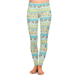 Abstract Teal Stripes Ladies Leggings - Small