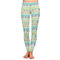 Abstract Teal Stripes Ladies Leggings - Front