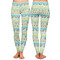 Abstract Teal Stripes Ladies Leggings - Front and Back