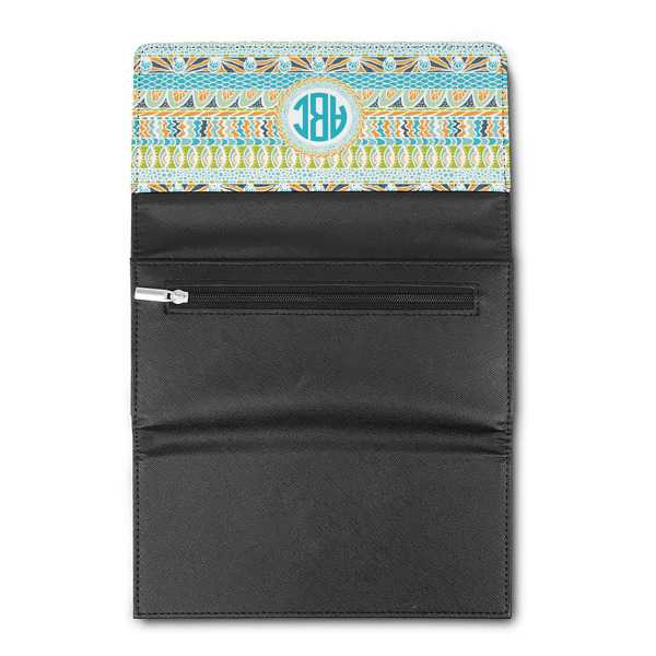Abstract Teal Stripes Ladies Wallet (Open)