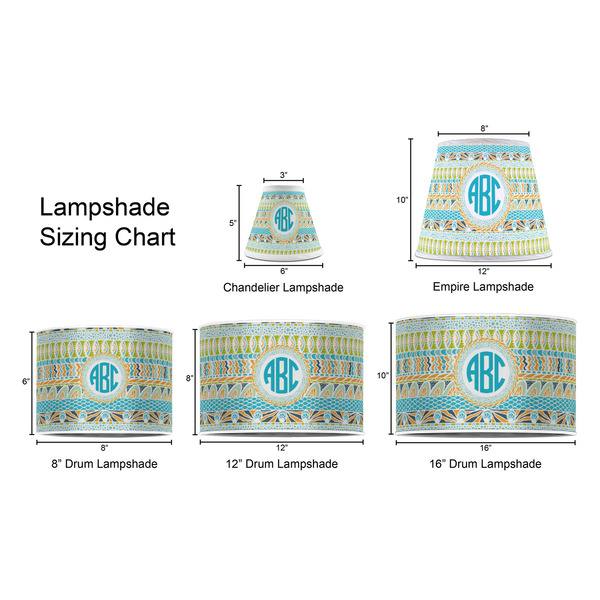 Abstract Teal Stripes Lampshade Sizing Chart