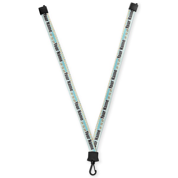 Custom Abstract Teal Stripes Lanyard (Personalized)