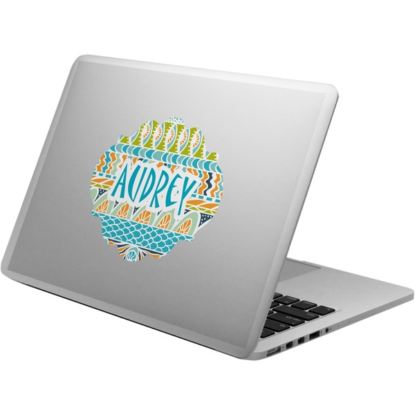 Custom Abstract Teal Stripes Laptop Decal (Personalized)