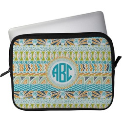 Abstract Teal Stripes Laptop Sleeve / Case - 15" (Personalized)