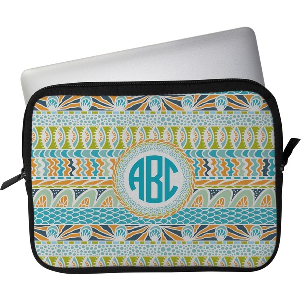 Custom Abstract Teal Stripes Laptop Sleeve / Case (Personalized)