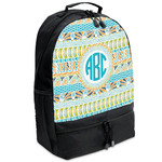 Abstract Teal Stripes Backpacks - Black (Personalized)