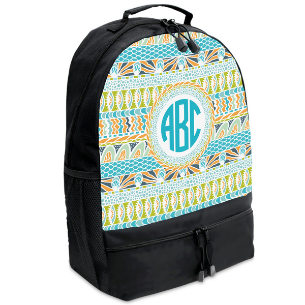 Custom Abstract Teal Stripes Backpacks - Black (Personalized)