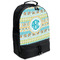 Abstract Teal Stripes Large Backpack - Black - Angled View