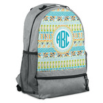 Abstract Teal Stripes Backpack - Grey (Personalized)