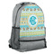 Abstract Teal Stripes Large Backpack - Gray - Angled View