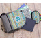 Abstract Teal Stripes Large Backpack - Gray - With Stuff
