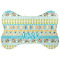Abstract Teal Stripes Bone Shaped Dog Food Mat (Personalized)