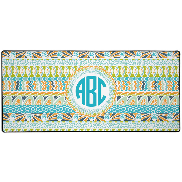 Custom Abstract Teal Stripes 3XL Gaming Mouse Pad - 35" x 16" (Personalized)