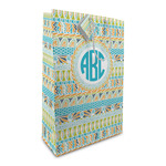 Abstract Teal Stripes Large Gift Bag (Personalized)