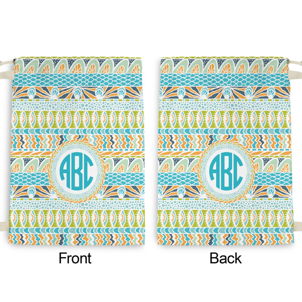 Abstract Teal Stripes Large Laundry Bag - Front & Back View