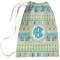 Abstract Teal Stripes Large Laundry Bag - Front View