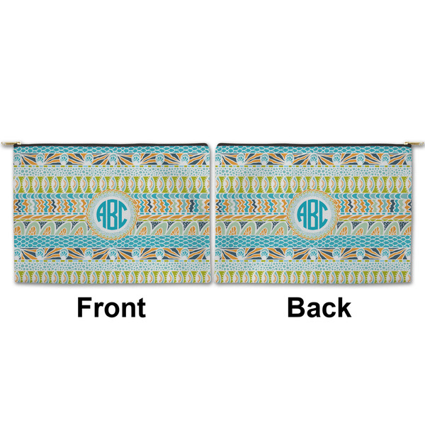 Abstract Teal Stripes Large Zipper Pouch Approval (Front and Back)