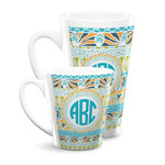 Abstract Teal Stripes Latte Mug (Personalized)