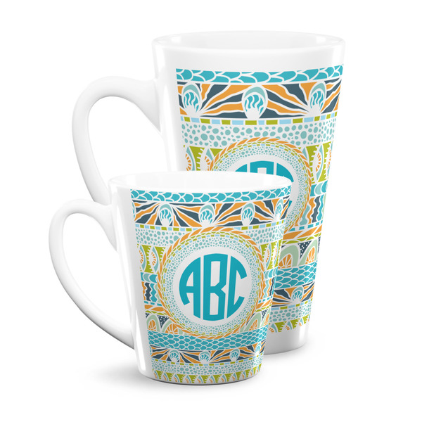 Abstract Teal Stripes Latte Mugs Main