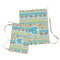 Abstract Teal Stripes Laundry Bag - Both Bags