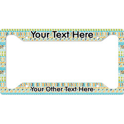 Abstract Teal Stripes License Plate Frame - Style A (Personalized)