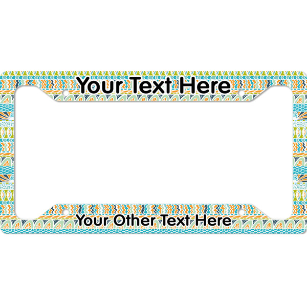 Custom Abstract Teal Stripes License Plate Frame (Personalized)