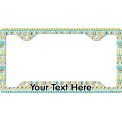 Abstract Teal Stripes License Plate Frame - Style C (Personalized)