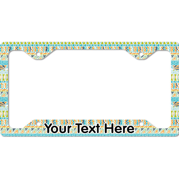 Custom Abstract Teal Stripes License Plate Frame - Style C (Personalized)