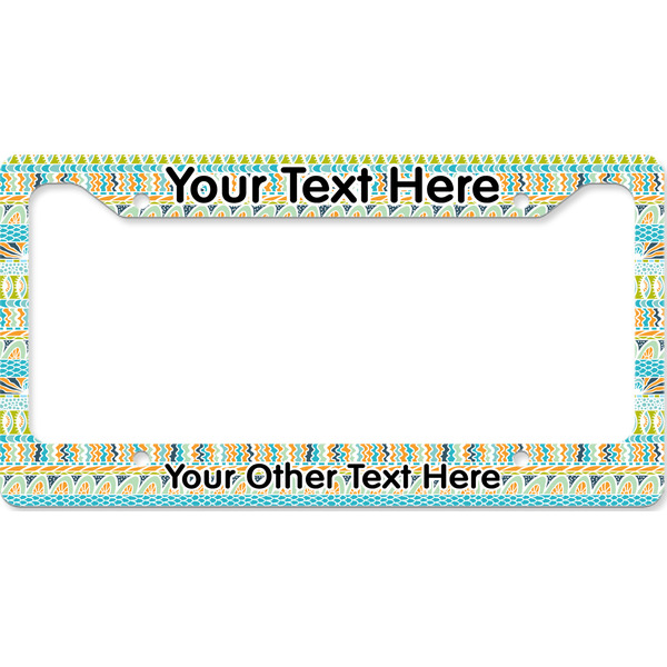 Custom Abstract Teal Stripes License Plate Frame - Style B (Personalized)