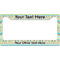 Abstract Teal Stripes License Plate Frame - Style B (Personalized)