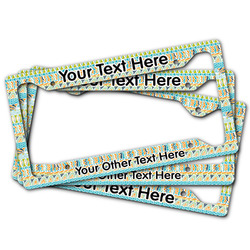 Abstract Teal Stripes License Plate Frame (Personalized)