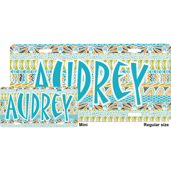 Abstract Teal Stripes License Plate (Sizes)