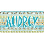 Abstract Teal Stripes Front License Plate (Personalized)