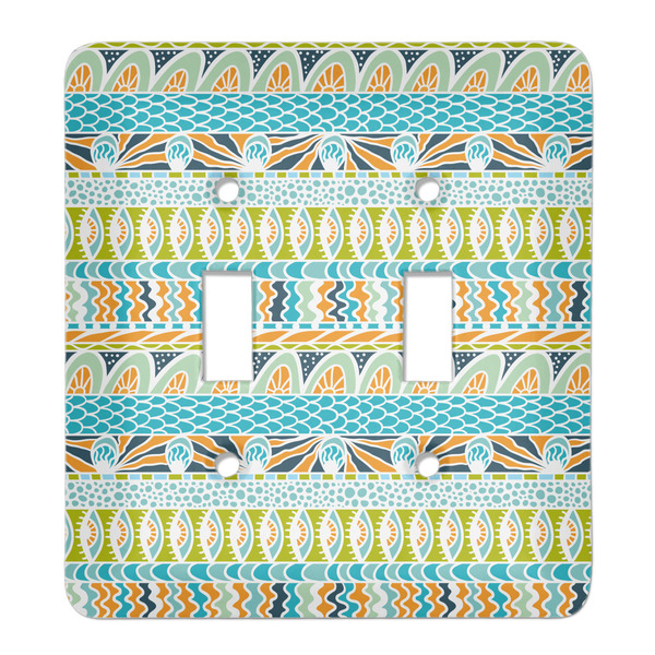 Custom Abstract Teal Stripes Light Switch Cover (2 Toggle Plate)