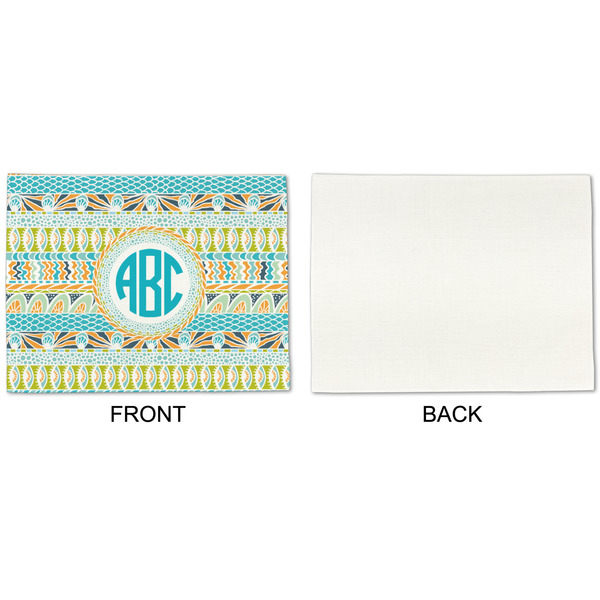 Abstract Teal Stripes Linen Placemat - APPROVAL Single (single sided)