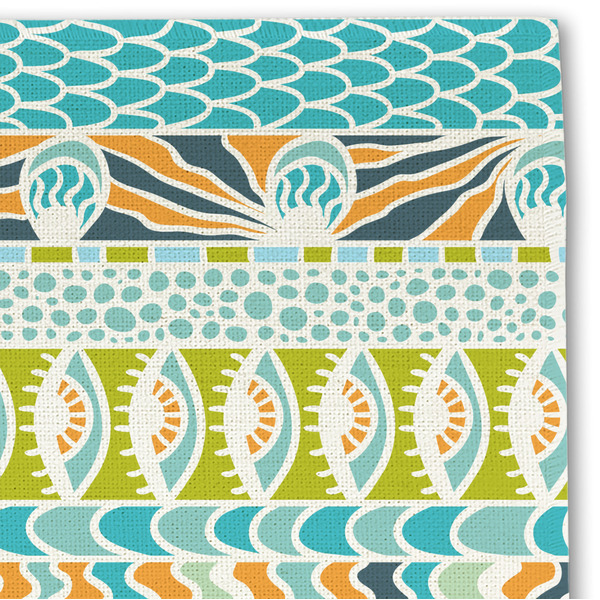 Abstract Teal Stripes Linen Placemat - DETAIL