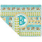 Abstract Teal Stripes Double-Sided Linen Placemat - Single w/ Monogram