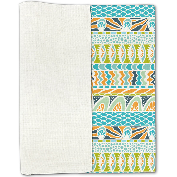 Abstract Teal Stripes Linen Placemat - Folded Half